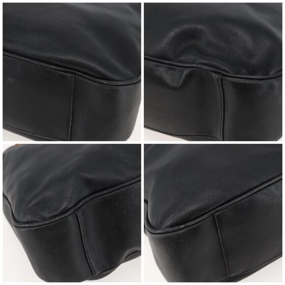 GUCCI Bamboo Shoulder Bag Leather Black Gold Auth - Picture 15 of 15